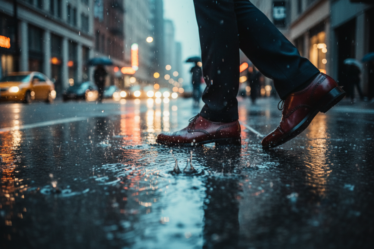 men shoes in rainy season