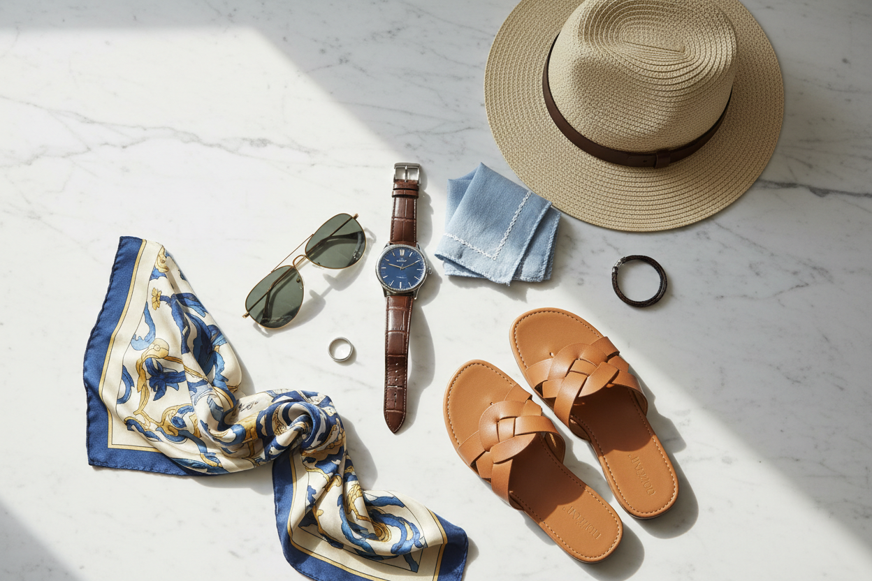 stylish man summer accessories 
