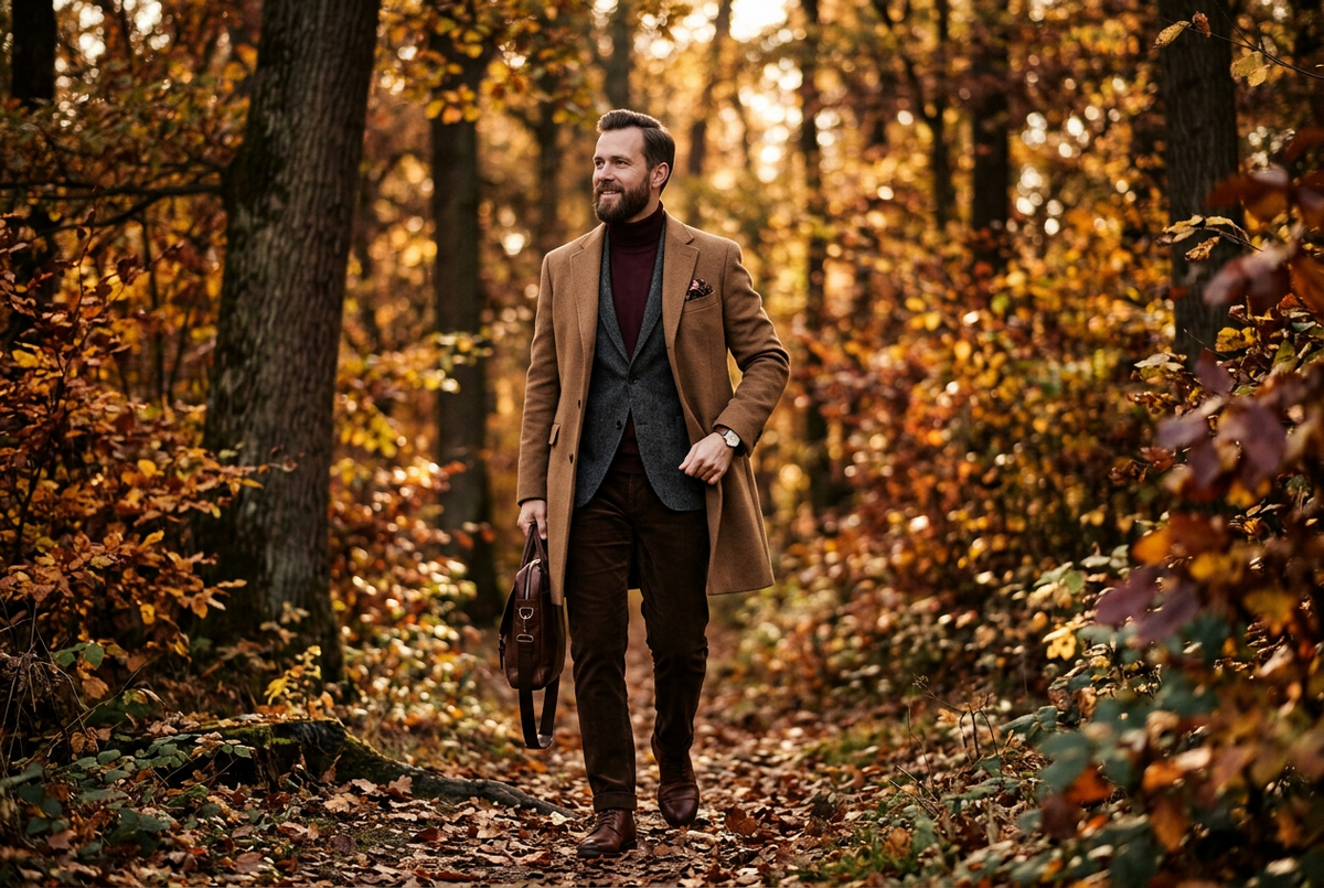 The fall season Texture Play: A Gentleman’s Guide to Luxury Fall Layering