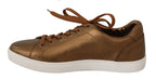 Dolce & Gabbana Gold Leather Mens Casual Sneakers - Zeiniez