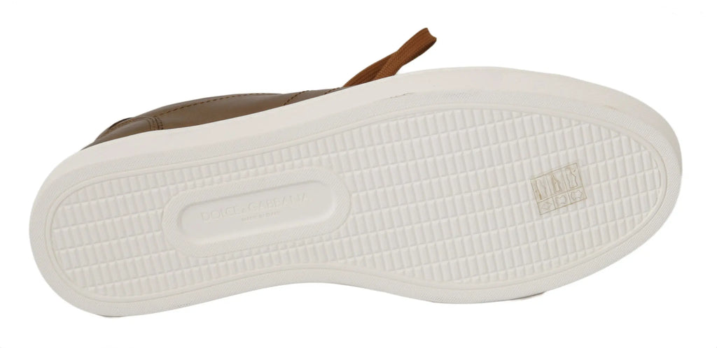 Dolce & Gabbana Gold Leather Mens Casual Sneakers - Zeiniez