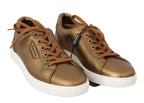 Dolce & Gabbana Gold Leather Mens Casual Sneakers - Zeiniez