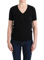 MARGHI LO' Black 100% Lana Wool Blouse Women T-shirt Top - Zeiniez