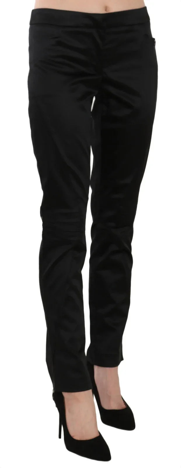 Exte Black Mid Waist Skinny Dress Formal Trousers Pants - Zeiniez