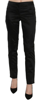 Exte Black Mid Waist Skinny Dress Formal Trousers Pants - Zeiniez