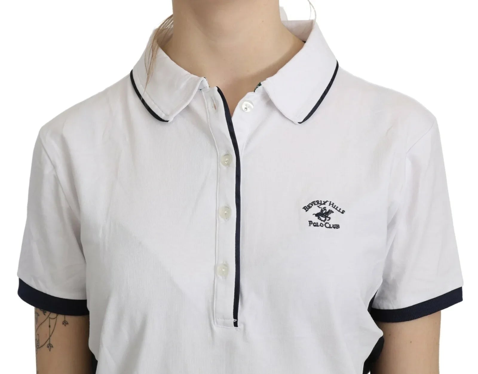 Beverly Hills Cotton White Collared Short Sleeve Top - Zeiniez