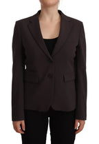 F.IT Brown Long Sleeve Single Breasted Women Jacket Blazer - Zeiniez