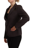 F.IT Brown Long Sleeve Single Breasted Women Jacket Blazer - Zeiniez