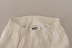 Maison Margiela White High Waist Cropped Women Trouser Pants