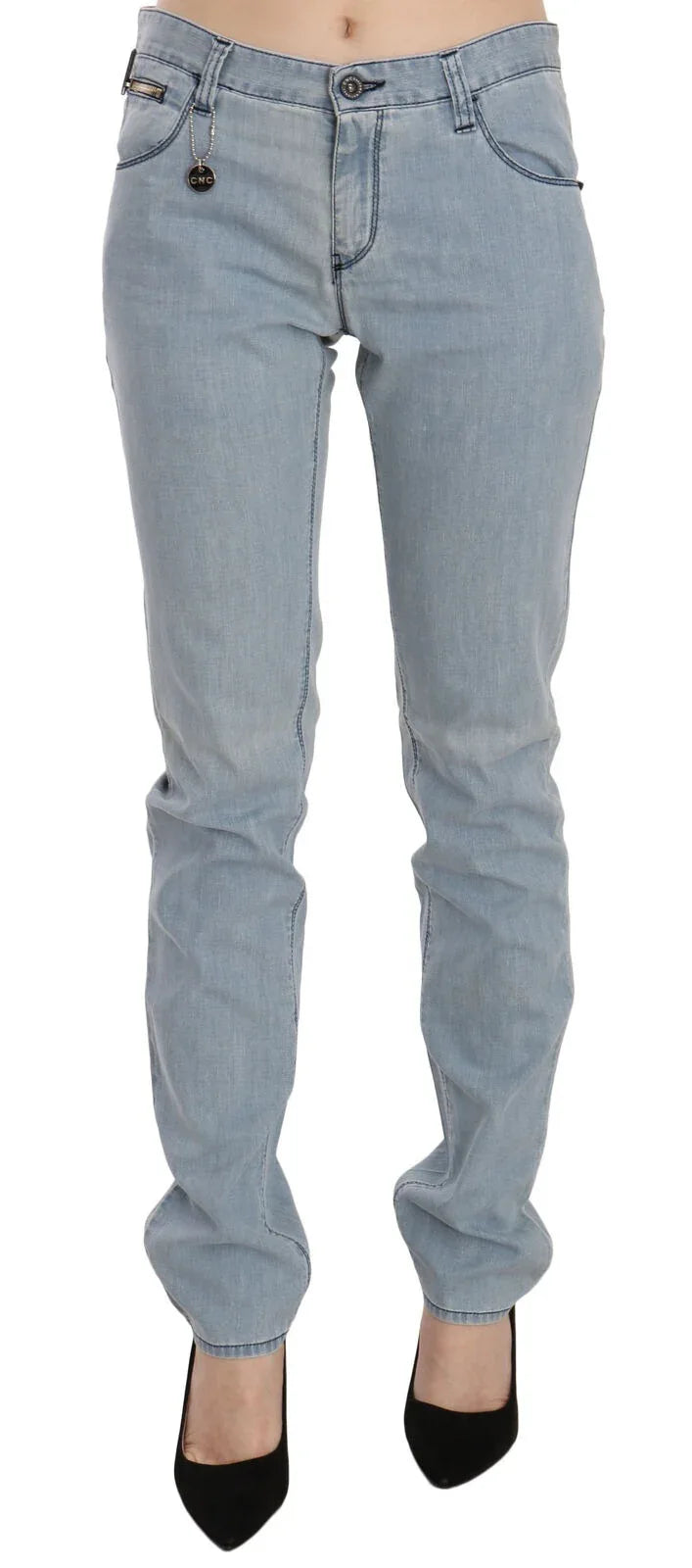 Costume National Light Blue Mid Waist Skinny Denim Jeans - Zeiniez