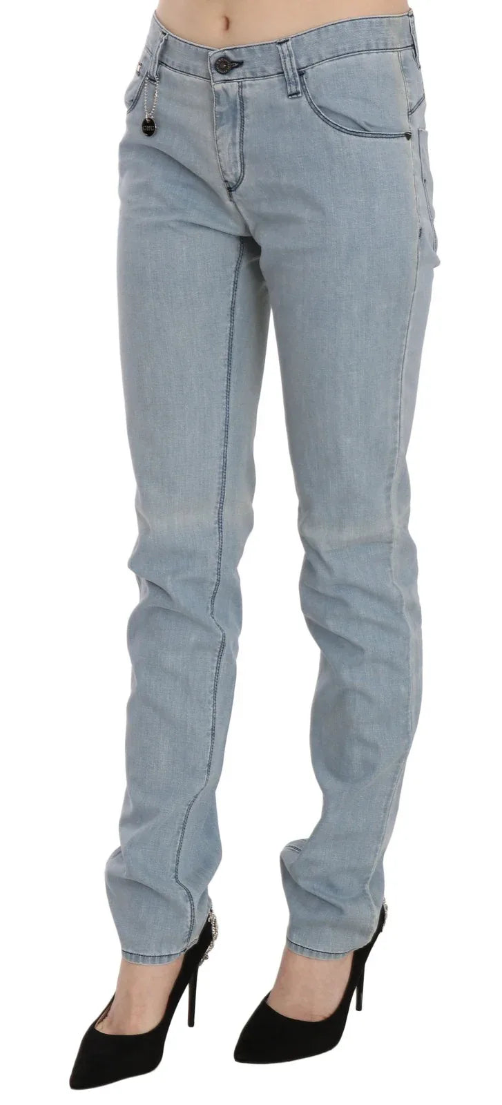 Costume National Light Blue Mid Waist Skinny Denim Jeans - Zeiniez