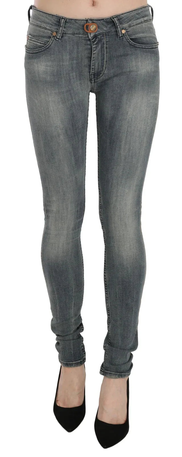 PLEIN SUD Blue Washed Low Waist Slim Fit Skinny Denim Casual Jeans - Zeiniez