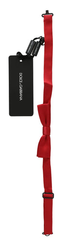 Dolce & Gabbana Red 100% Silk Slim Adjustable Neck Papillon Bow Tie - Zeiniez
