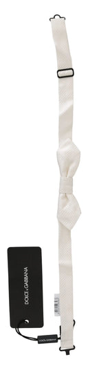 Dolce & Gabbana White 100% Silk Slim Adjustable Neck Papillon Men Tie - Zeiniez