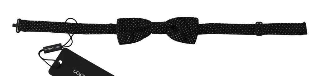 Dolce & Gabbana Black Polka Dots Silk Adjustable Neck Papillon Men Bow Tie - Zeiniez
