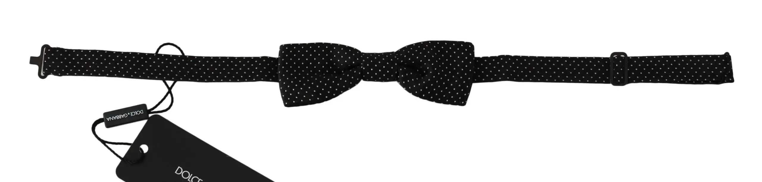 Dolce & Gabbana Black Polka Dots Silk Adjustable Neck Papillon Men Bow Tie - Zeiniez