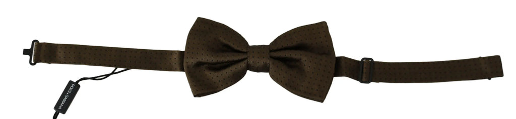Dolce & Gabbana Brown Polka Dots Silk Adjustable Neck Papillon Men Bow Tie - Zeiniez
