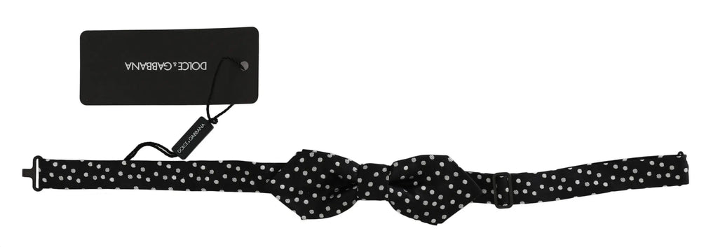 Dolce & Gabbana Black Polka Dots Silk Adjustable Neck Papillon Men Bow Tie - Zeiniez