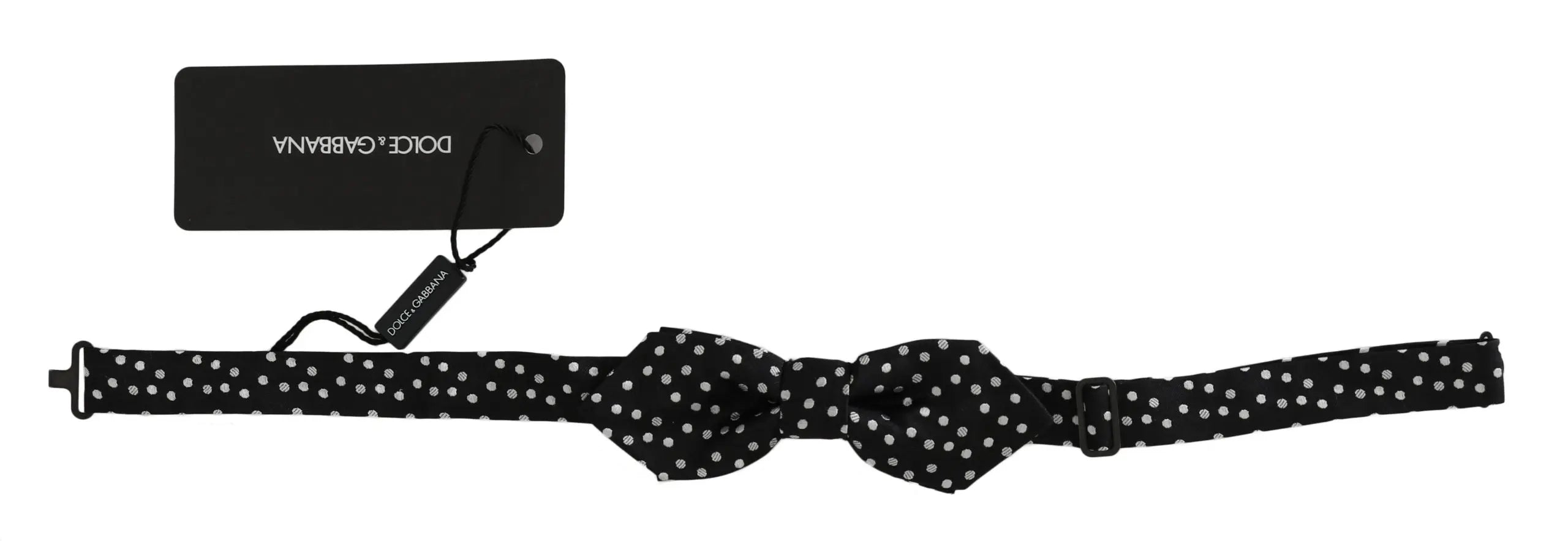 Dolce & Gabbana Black Polka Dots Silk Adjustable Neck Papillon Men Bow Tie - Zeiniez