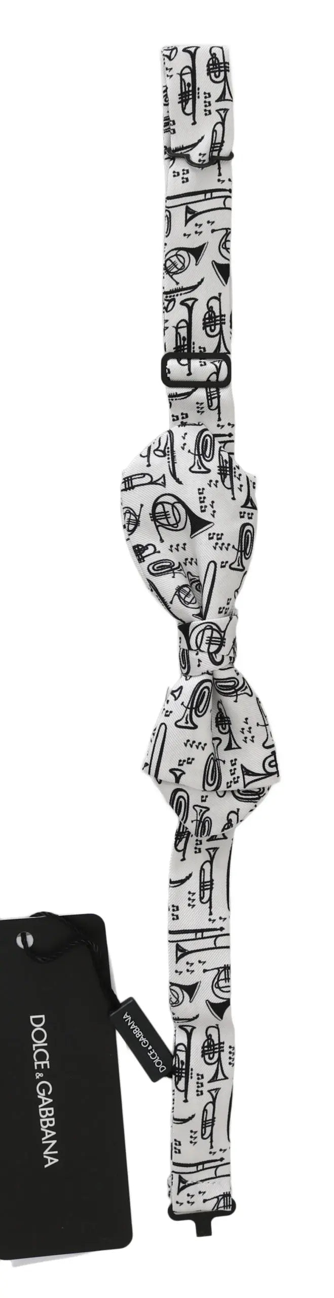 Dolce & Gabbana White Instruments Adjustable Neck Papillon Men Bow Tie - Zeiniez