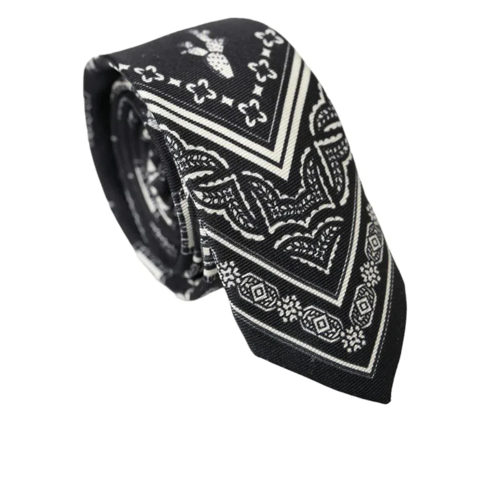 Dolce & Gabbana Black And White Silk Tie - Zeiniez