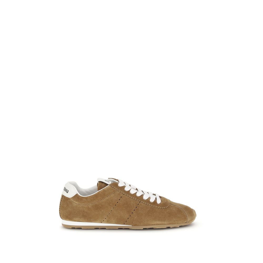 Miu Miu Brown Calf Leather Bos Taurus Athletic Sneakers - Zeiniez