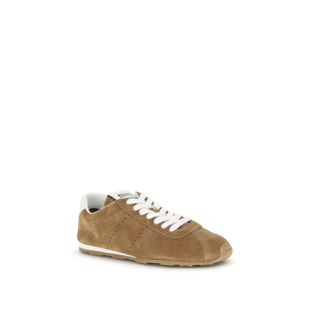 Miu Miu Brown Calf Leather Bos Taurus Athletic Sneakers - Zeiniez