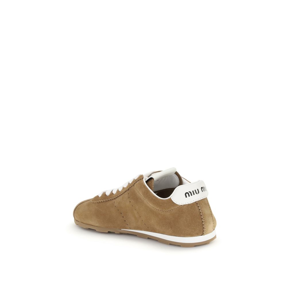 Miu Miu Brown Calf Leather Bos Taurus Athletic Sneakers - Zeiniez