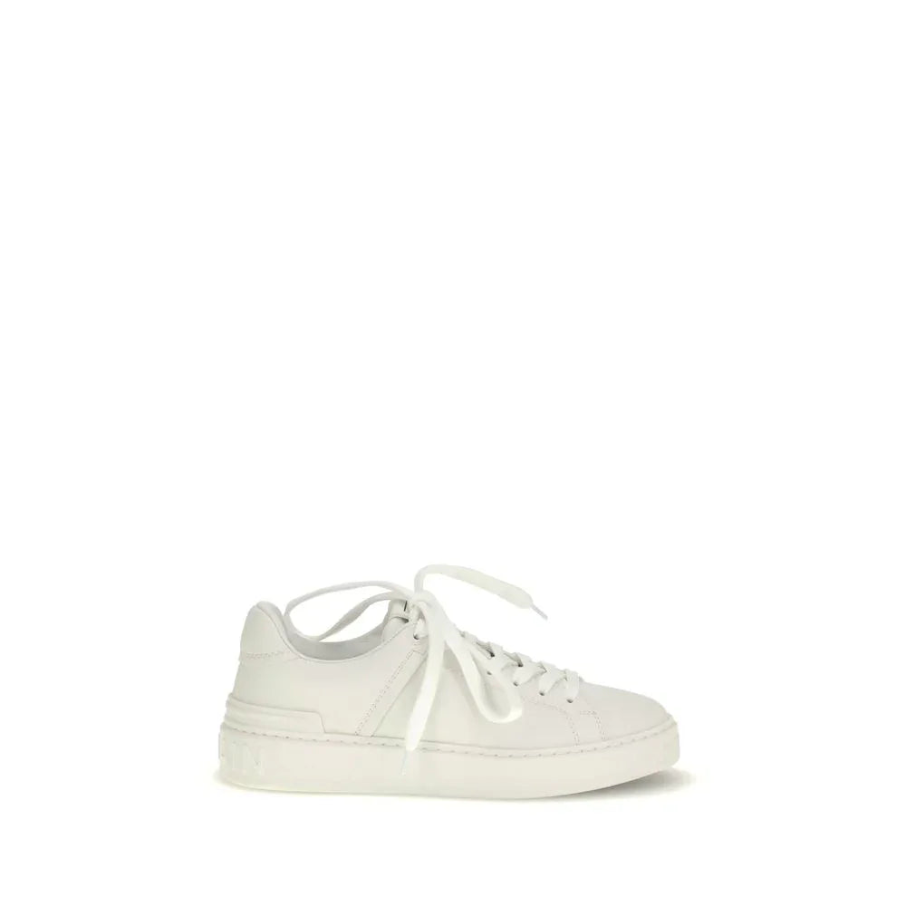 Balmain White Calf Leather Bos Taurus Low Top Sneakers - Zeiniez