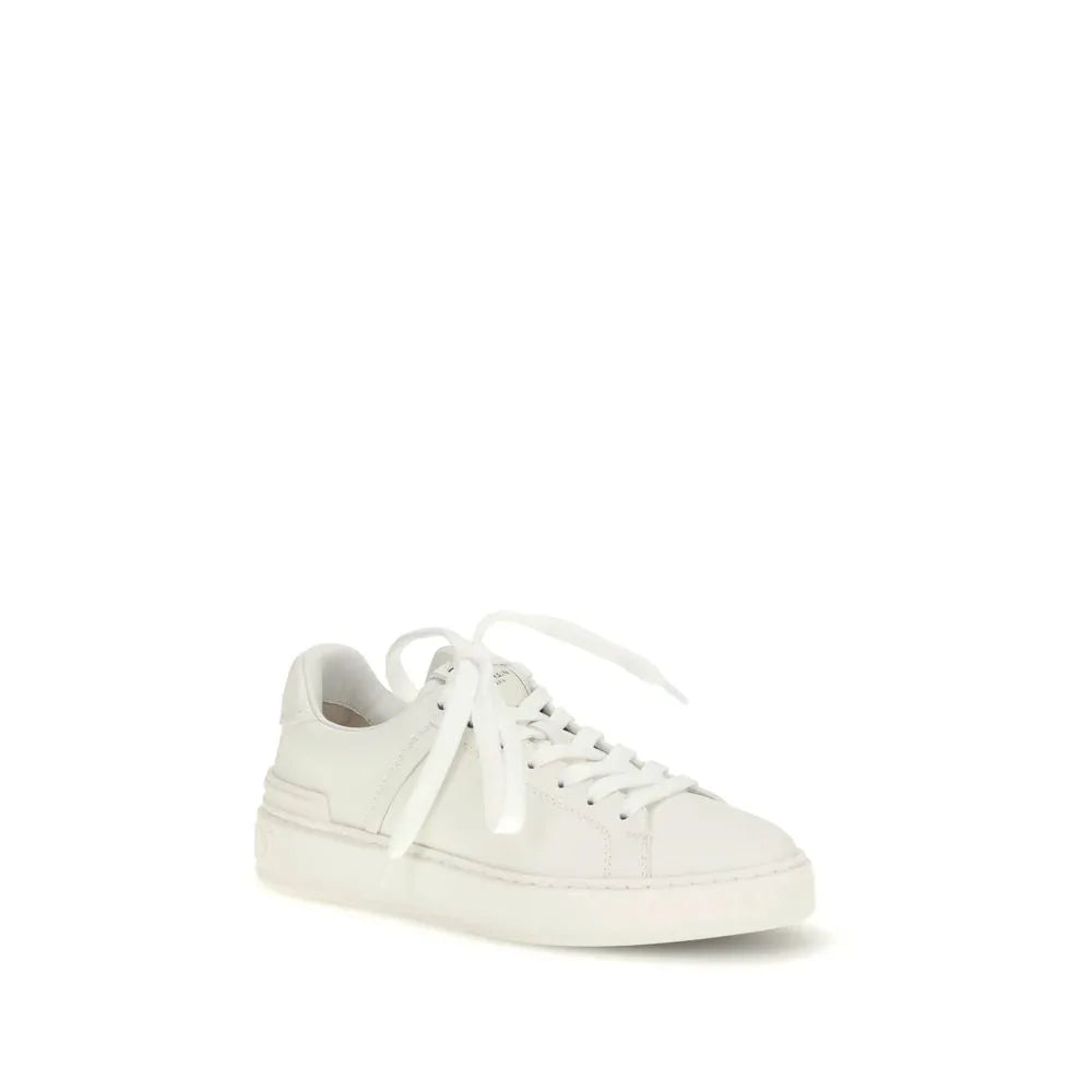 Balmain White Calf Leather Bos Taurus Low Top Sneakers - Zeiniez