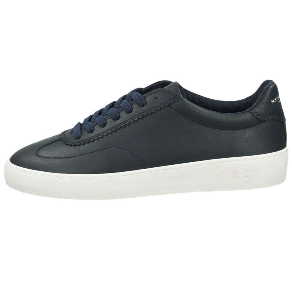 Scotch & Soda Blue Cowhide Low Top Sneakers