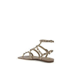 Valentino Garavani Beige Calf Leather Bos Taurus Flat Sandals - Zeiniez