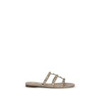 Valentino Garavani Beige Calf Leather Bos Taurus Flat Sandals - Zeiniez