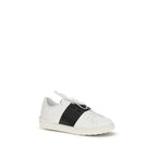 Valentino Garavani White Calf Leather Bos Taurus Low Top Sneakers - Zeiniez