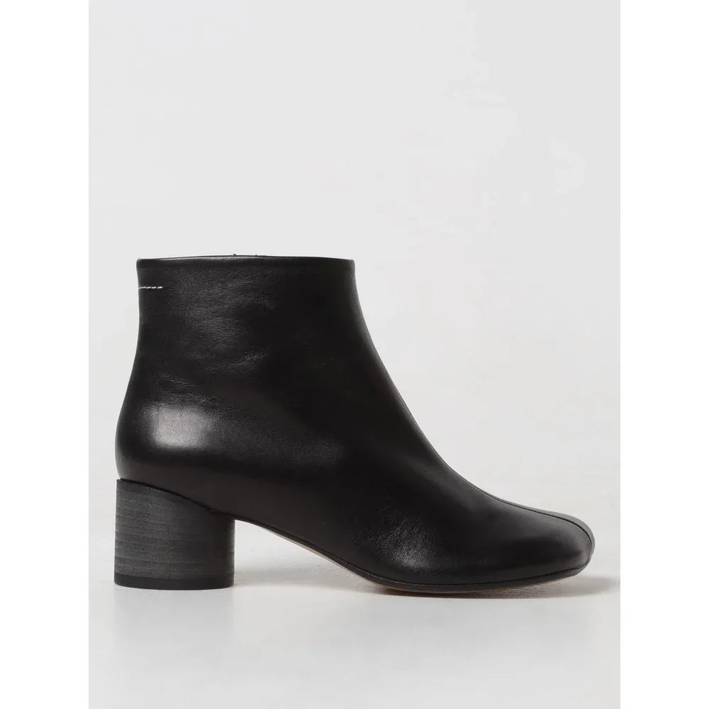 MM6 Maison Margiela Black Leather Ankle Boots - Zeiniez