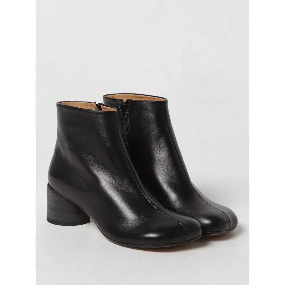 MM6 Maison Margiela Black Leather Ankle Boots - Zeiniez