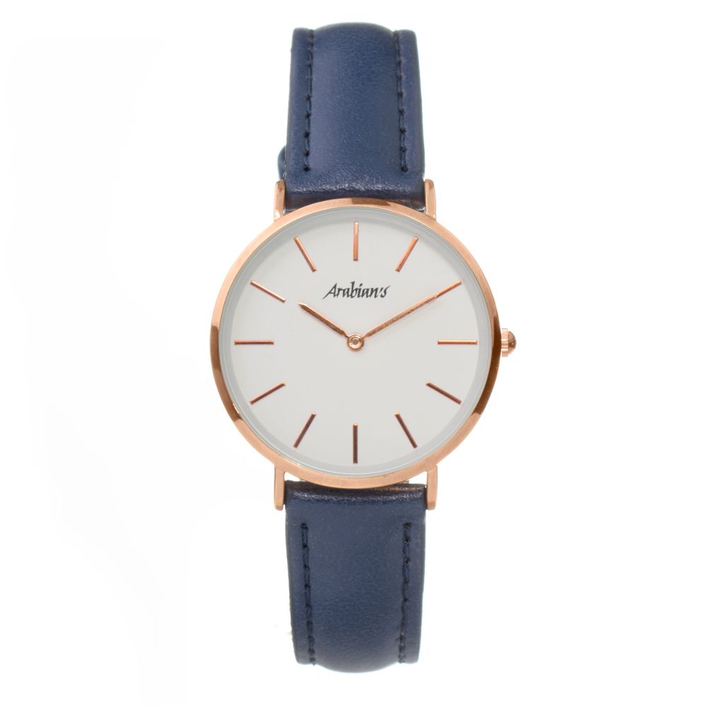 ARABIANS Blue Leather Dress Watch