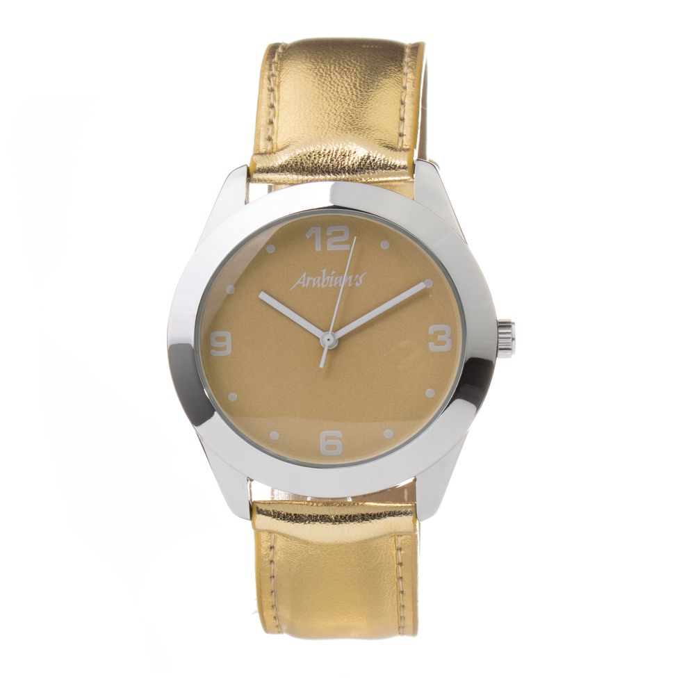 ARABIANS Gold Leather Dress Watch