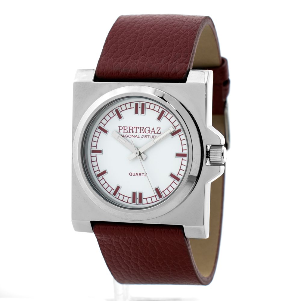 PERTEGAZ Bordeaux Leather Dress Watch