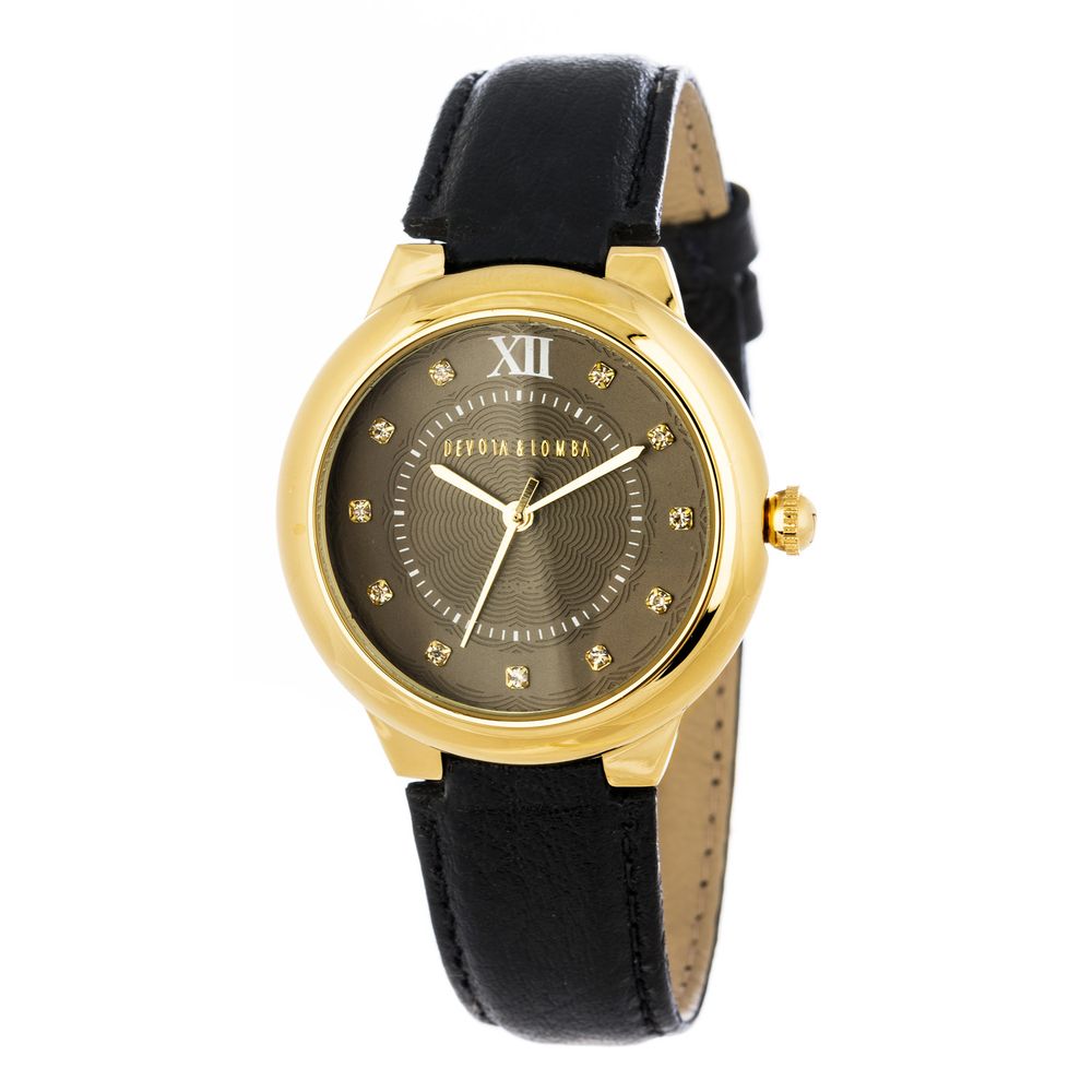 DEVOTA & LOMBA Black Leather Dress Watch