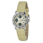 JUSTINA Beige Leather Dress Watch