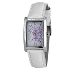 JUSTINA White Leather Dress Watch