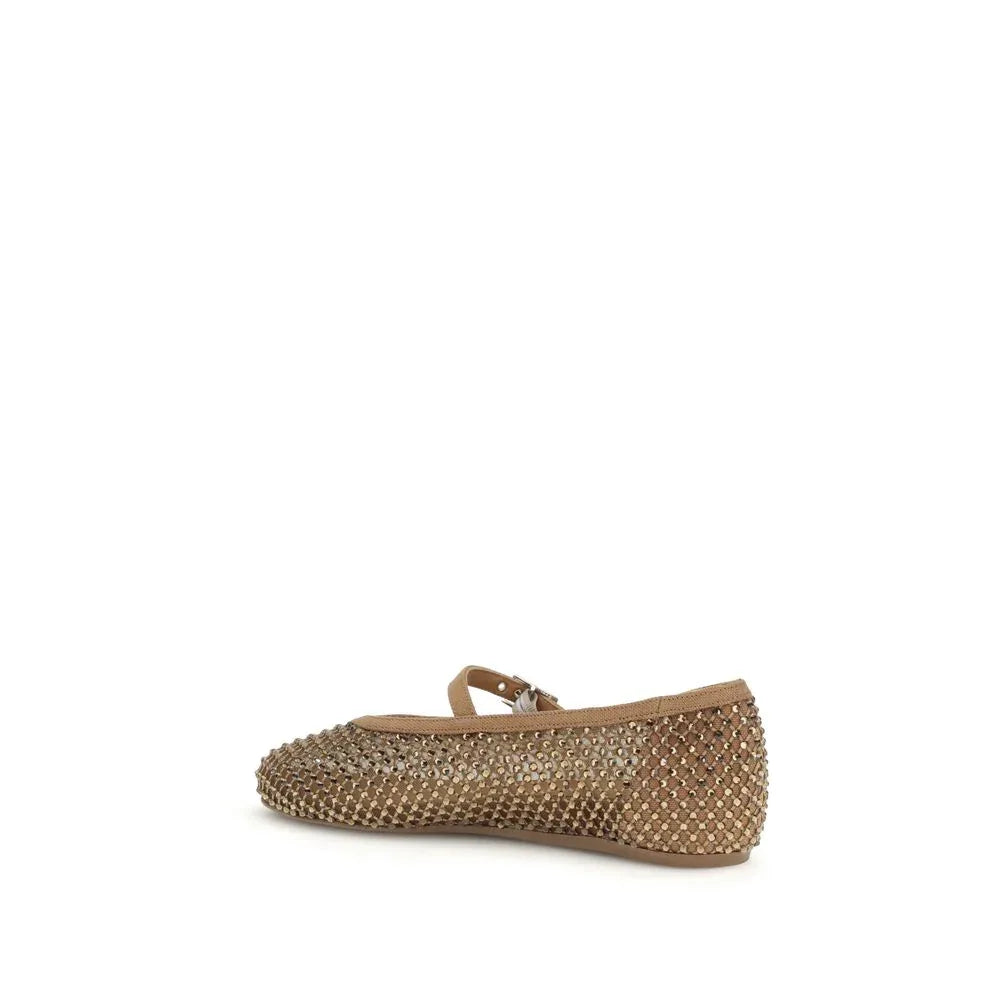 LE SILLA Brown Nylon Ballet Flats - Zeiniez