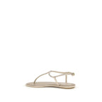RENE CAOVILLA Beige Satin Flip-Flop Sandals - Zeiniez