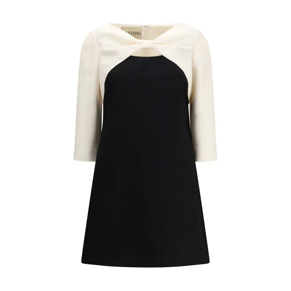 Valentino Black Fleece Wool Cocktail Dress - Zeiniez