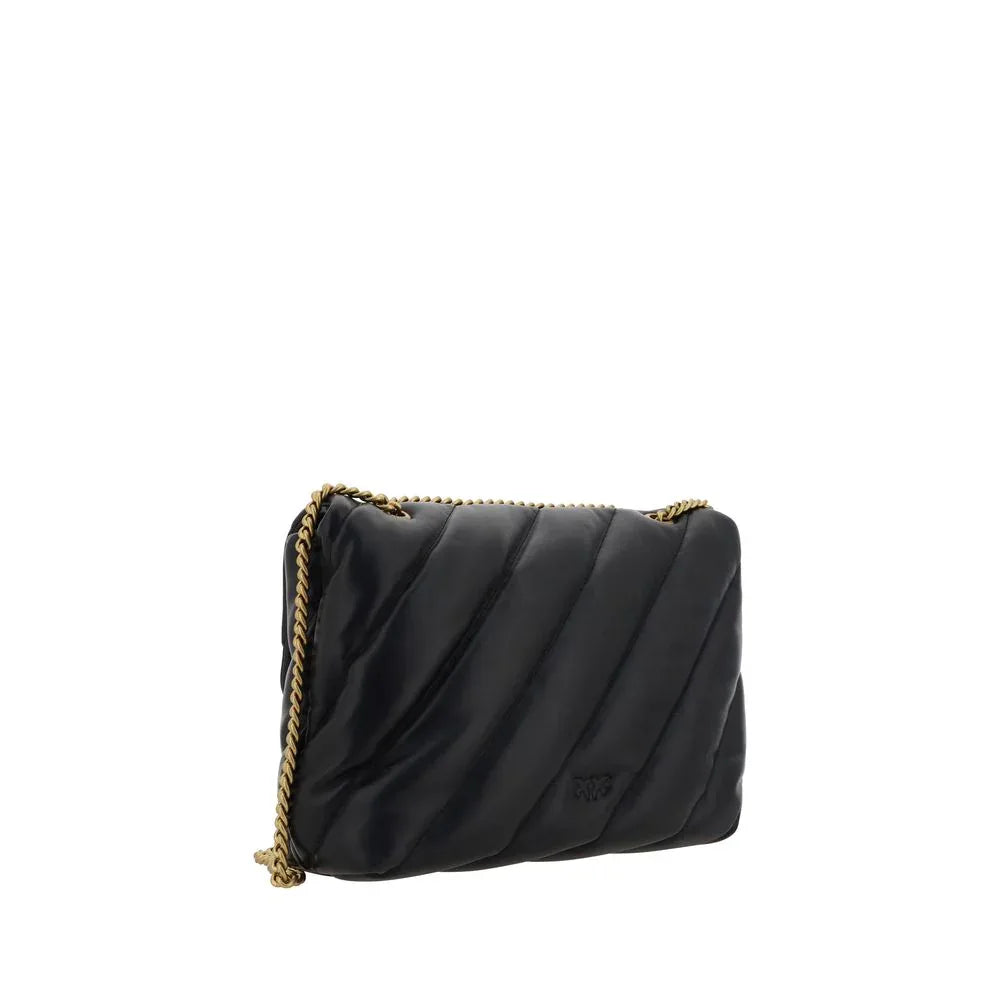 PINKO Black Calf Leather Bos Taurus Shoulder Bag - Zeiniez