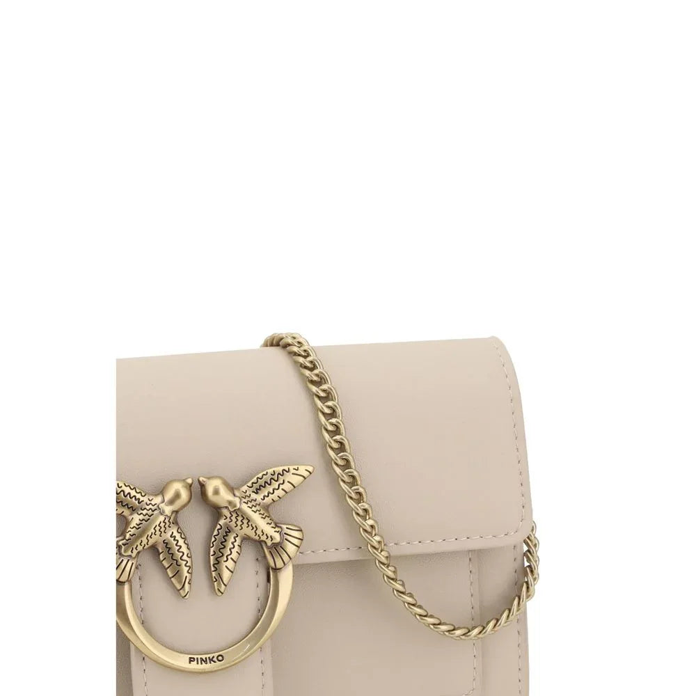 PINKO Beige Calf Leather Bos Taurus Shoulder Bag - Zeiniez