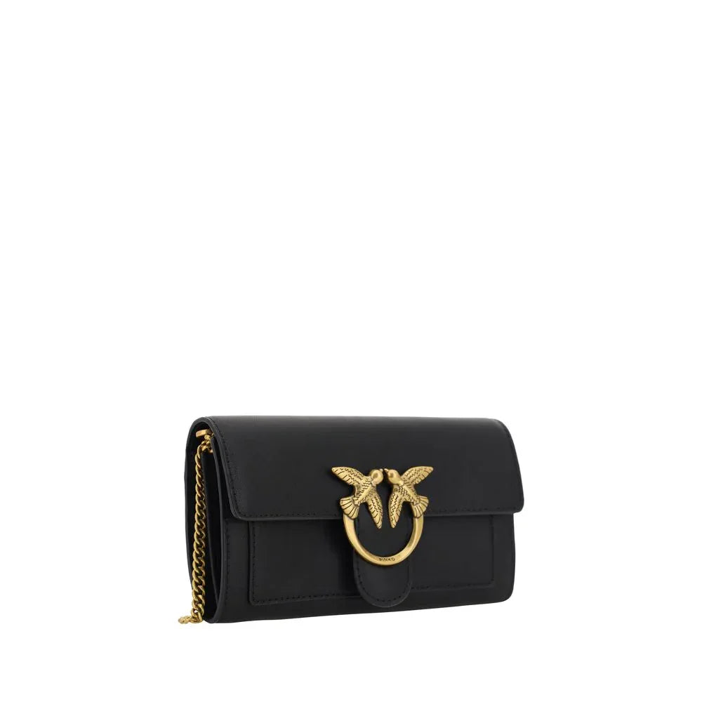 PINKO Black Calf Leather Bos Taurus Shoulder Bag - Zeiniez