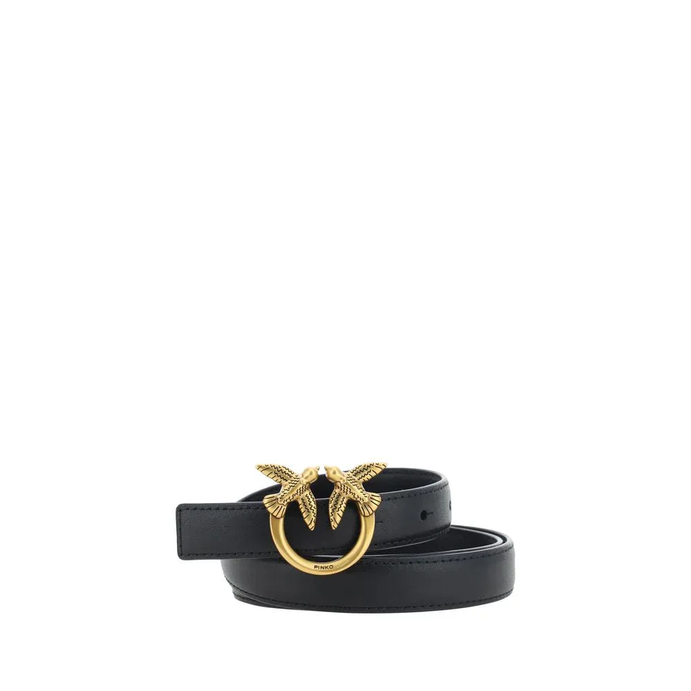 PINKO Black Calf Leather Bos Taurus Regular Belt - Zeiniez
