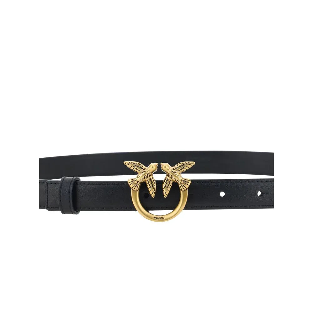 PINKO Black Calf Leather Bos Taurus Regular Belt - Zeiniez